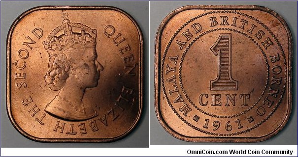 Malaya & Borneo, 1961 1 Cent, KM#5.