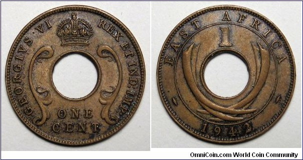 East Africa, 1942 1 Cent, KM#29.