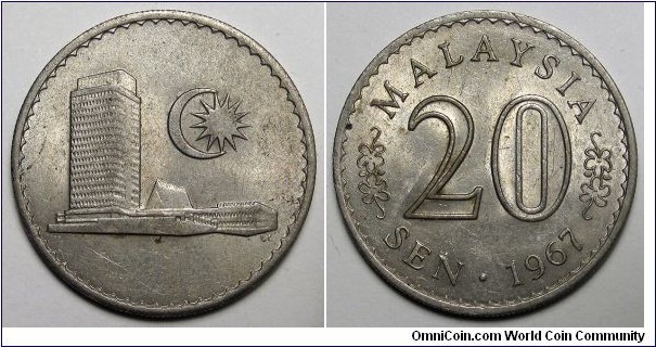 Malaysia, 1967 20 Sen, KM#4.