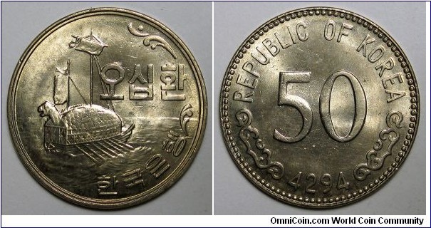 South Korea, 1961(4294) 50 Hwan, KM#2.
