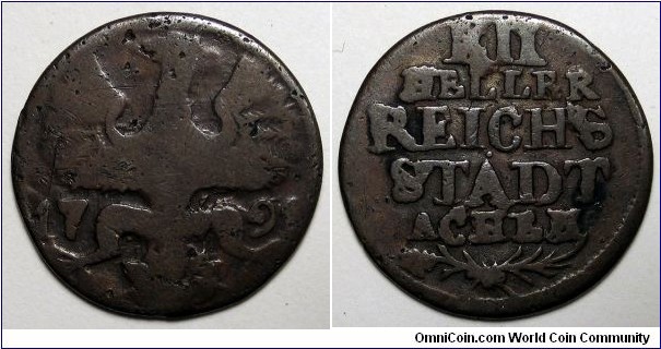 German States-Aachen, 1791 12 Heller, KM#51.