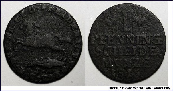 German States-Brunswick Wolfenbüttel, 1815-FR 1 Pfenning, KM#1050.2.