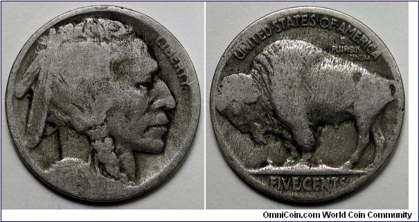 US, 1916 Buffalo Nickel.