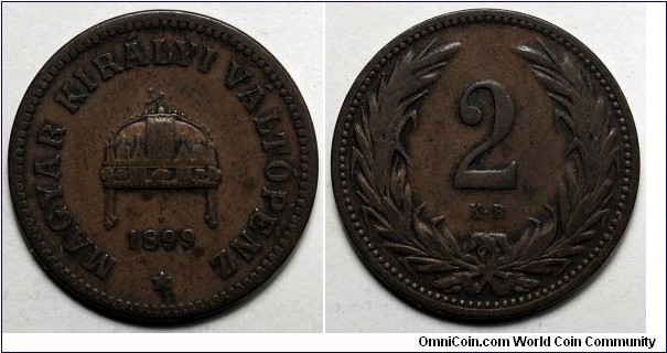 Hungary, 1899 1 Filler, KM#480.