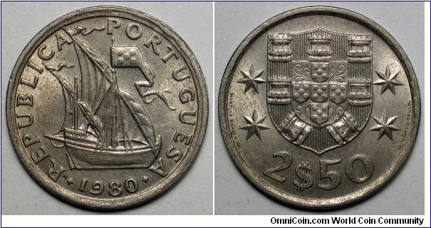 Portugal, 1980 2.50 Escudos, KM#590.