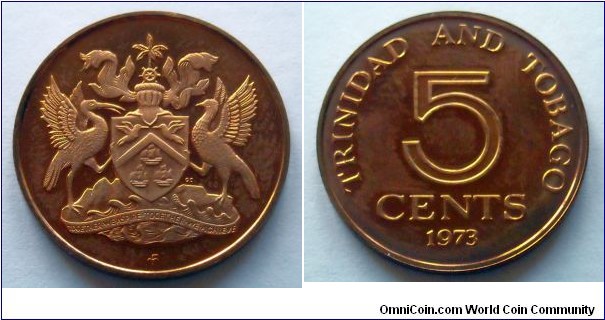 Trinidad and Tobago 
5 cents. 1973, Proof from Franklin Mint. 
