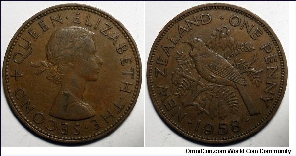 New Zealand, 1958 1 Penny, KM#24.