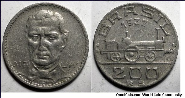 Brazil, 1937 200 Reis, KM#537.