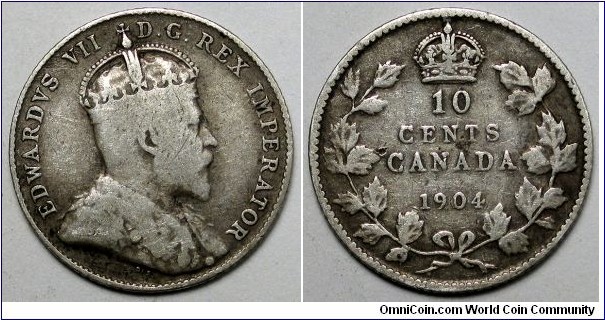 Canada, 1904 10 Cents, KM#10.