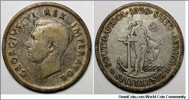 South Africa, 1938 1 Shilling, KM#28.