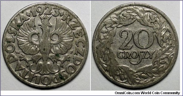 Poland, 1923 20 Groszy, Y#12.
