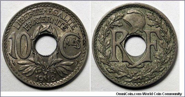 France, 1918 10 Centimes, KM#866a.