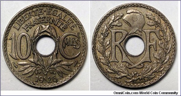 France, 1926 10 Centimes, KM#866a.