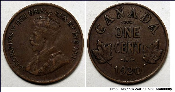 Canada, 1922 1 Cent, KM#28.
