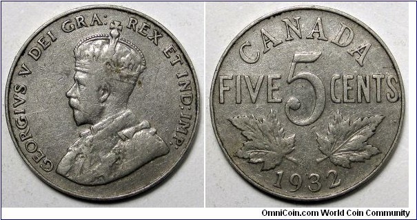 Canada, 1932 5 Cents, KM#29.