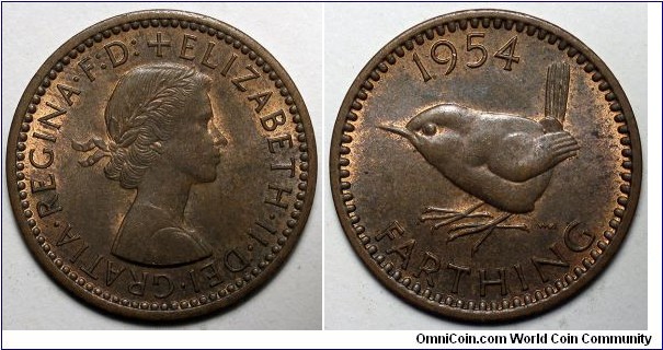 United Kingdom, 1954 Farthing, KM#895.