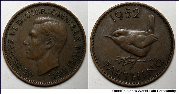 United Kingdom, 1952 Farthing, KM#867.