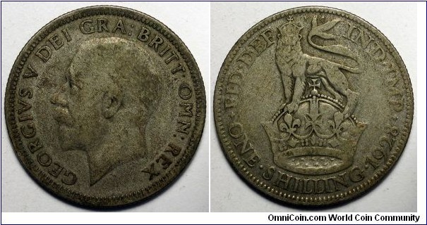 United Kingdom, 1928 1 Shilling, KM#833.