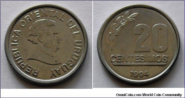 Uruguay 20 centesimos.
1994