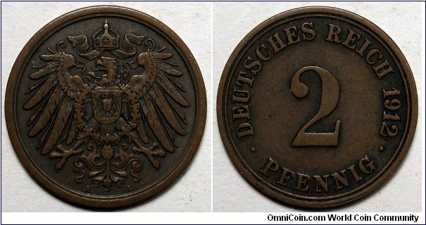 Germany, 1912-A 2 Pfennig, KM#16.