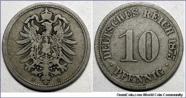 Germany, 1875-J 10 Pfennig, KM#4.