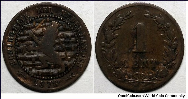 Netherlands, 1878 1 Cent, KM#107.