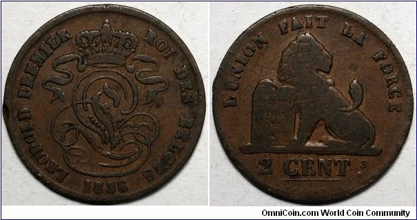 Belgium, 1836 2 Centimes, KM#4.