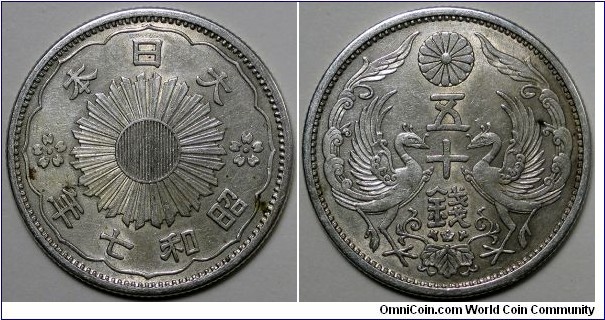 Japan, 1932(7) 50 Sen, Y#50.
