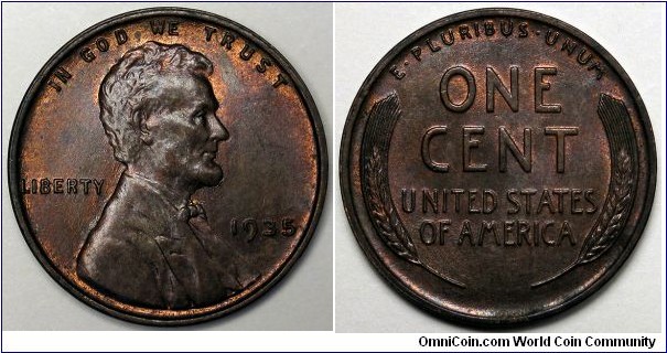 1935 Lincoln Wheat Cent.