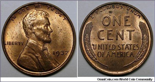 1937 Lincoln Wheat Cent.