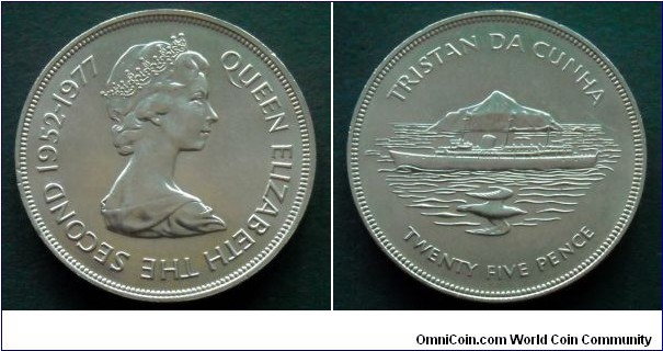 Tristan da Cunha 
25 pence. 1977, 25th Anniversary of the Accession of Queen Elizabeth II.
