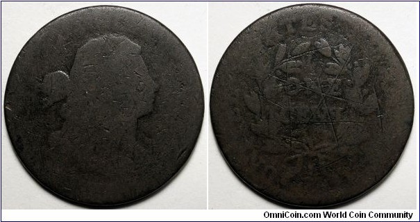 1803 Draped Bust large cent, reverse scratches.