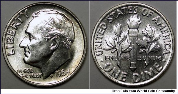 1964 Roosevelt dime.