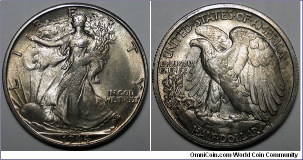 1944-S Walking liberty half dollar.