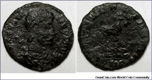 Constantius II 19mm AE3. 348-350 AD. DN CONSTANTIVS PF AVG, pearl diademed, draped, cuirassed bust right / FEL TEMP REPARATIO, radiate phoenix standing right on rocky mound. Mintmark ΔSIS