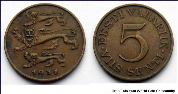 Estonia 5 senti.
1931