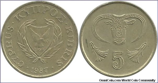 Cyprus-Republic 5 Cents 1987