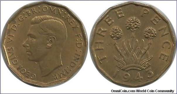 GreatBritain 3 Pence 1943