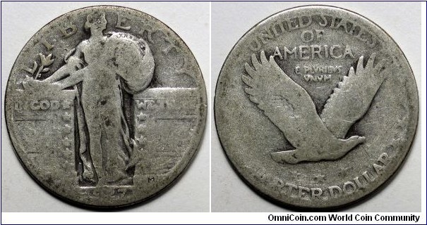 1927-S Standing liberty quarter, semi-key 396,00 minatge.