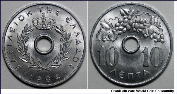 Greece, 1964 10 Lepta, KM#78.