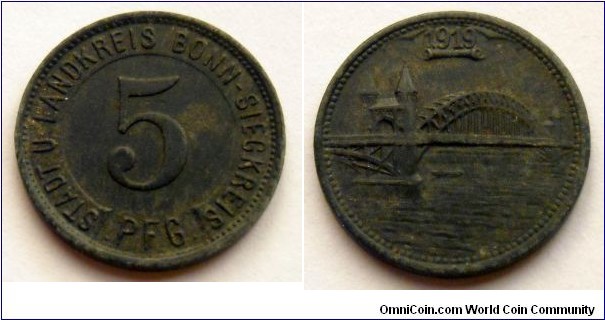 Notgeld - Bonn (Rhineland) 5 pfennig 1919