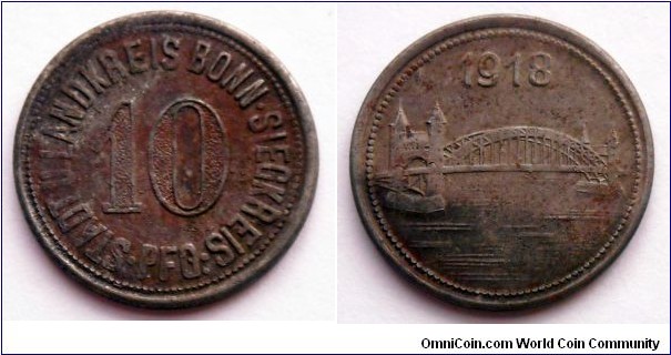 Notgeld - Bonn (Rhineland) 10 pfennig 1918