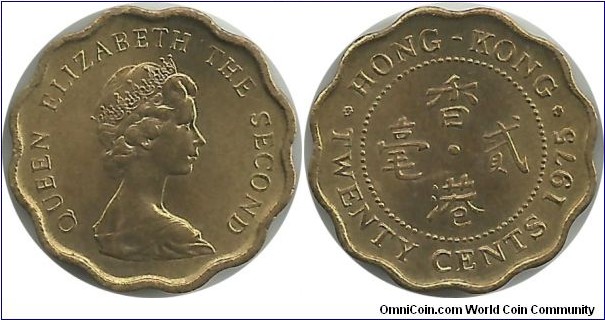 HongKong 20 Cents 1975