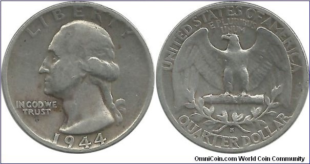 USA Quarter Dollar 1944S (6.25 g / .900 Ag)