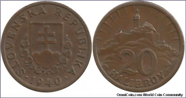 Slovakia 20 Halierov 1940