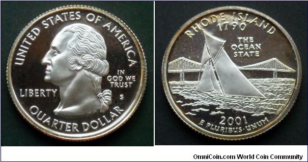 Silver Quarter 2001 S - Rhode Island. Proof.
Ag 900.