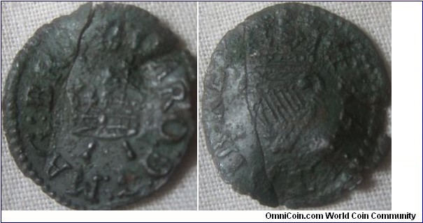 Richmond farthing, dug up and bent