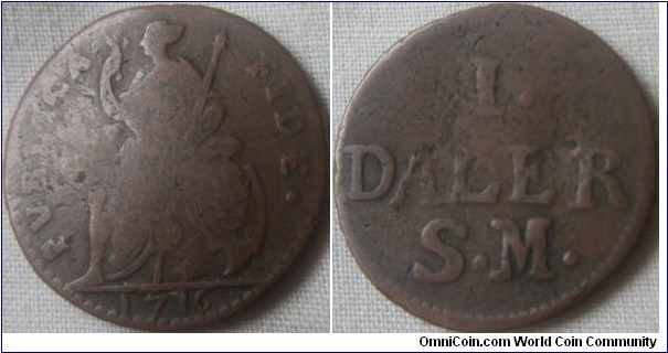 1716 1 Daler 3,808,600 minted, Swedish Emergency money