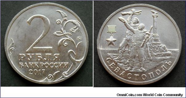 Russia 2 rubles.
2017, The Hero City of Sevastopol.