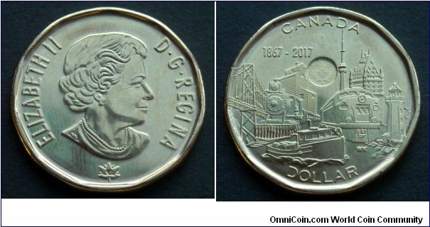 Canada 1 dollar.
2017, 150th Anniversary of Canada - Connecting a Nation.